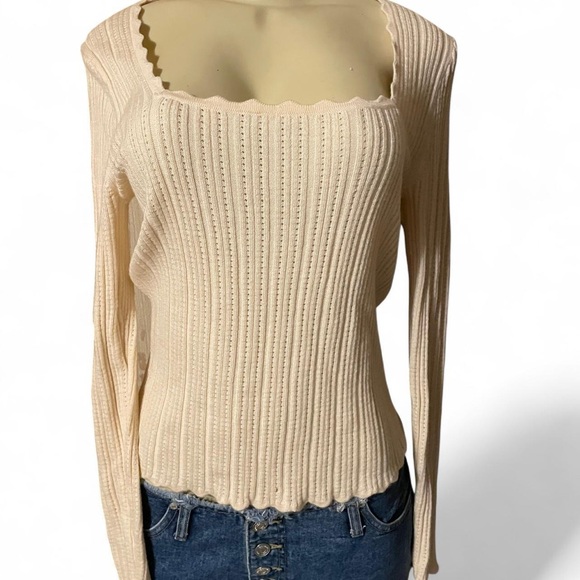 J. Crew Ivory Scalloped Neck Sweater - Picture 5 of 5